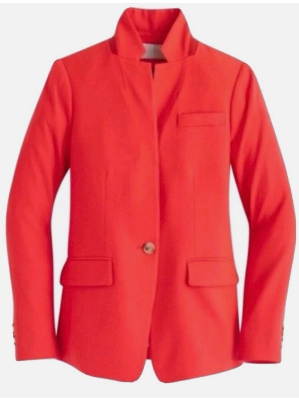 J Crew Regent Wool Flannel One Button Blazer Vibrant Orange Size 12 Chic Preppy